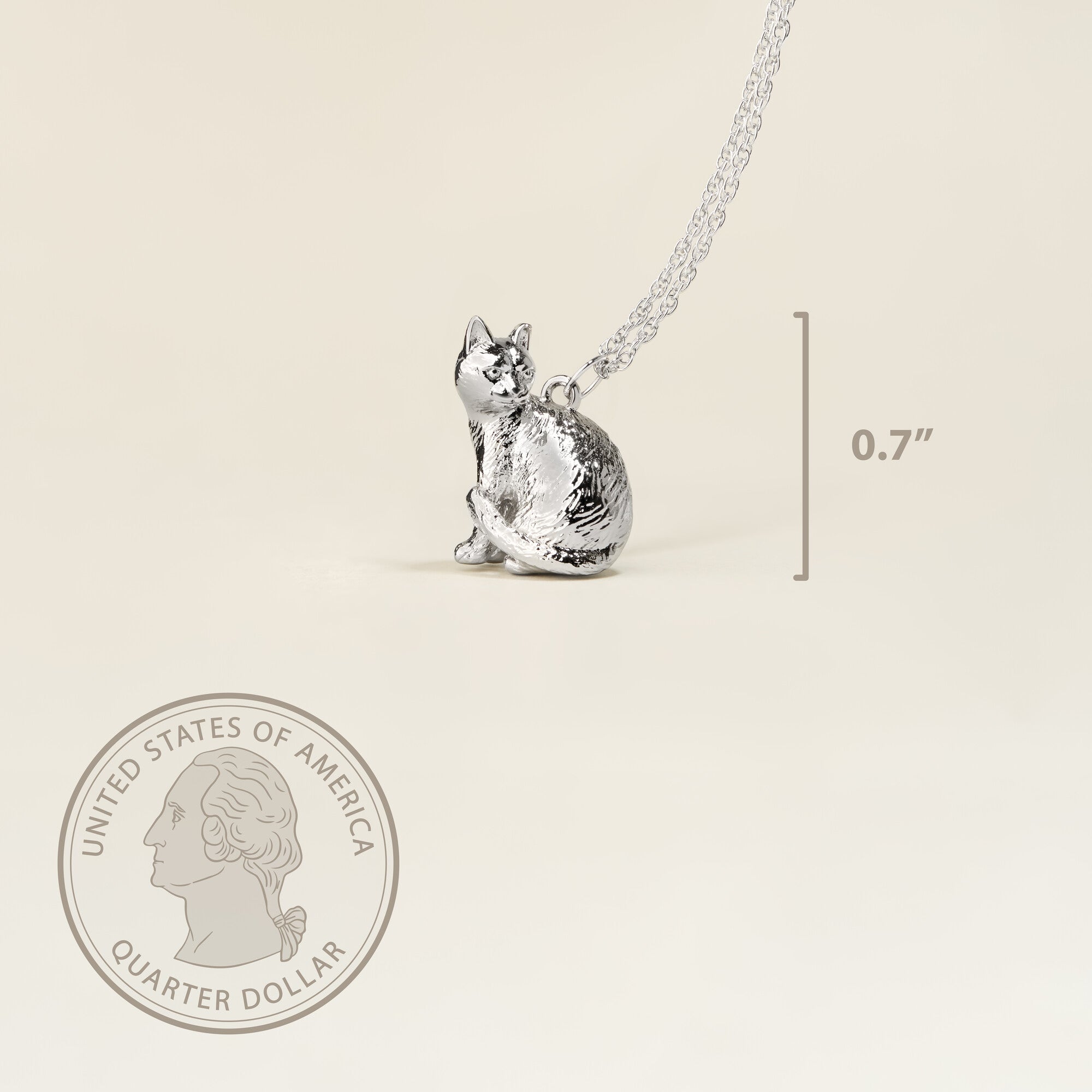 Cat Sterling Silver Pendant Necklace