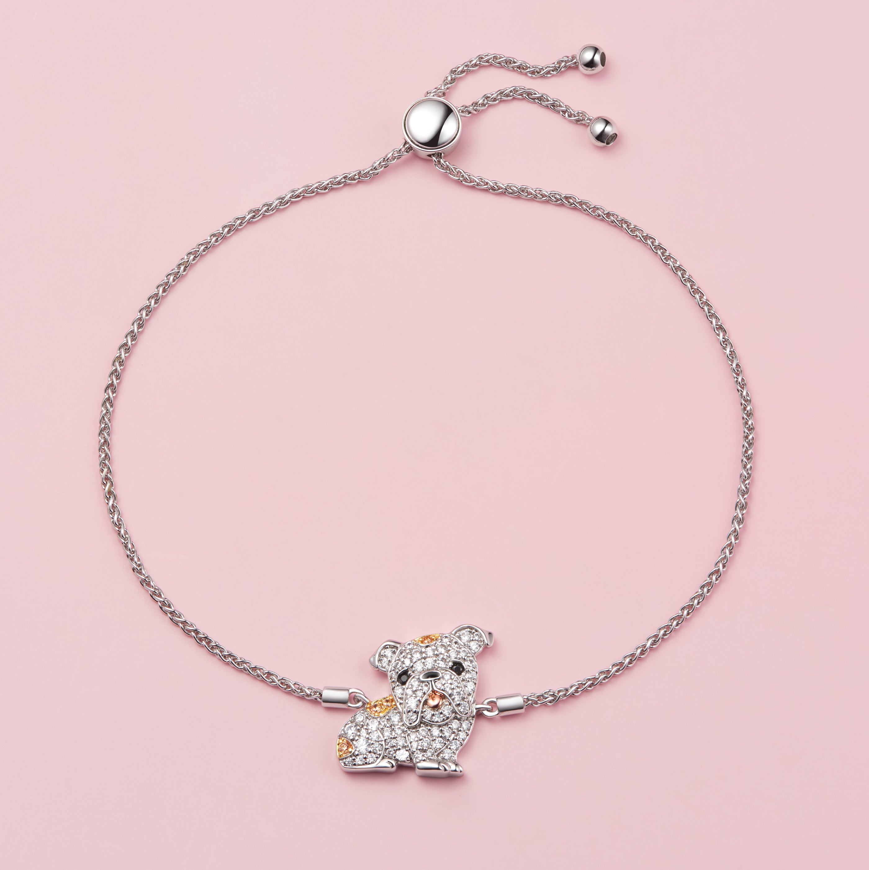 English Bulldog Sterling Silver Bolo Bracelet