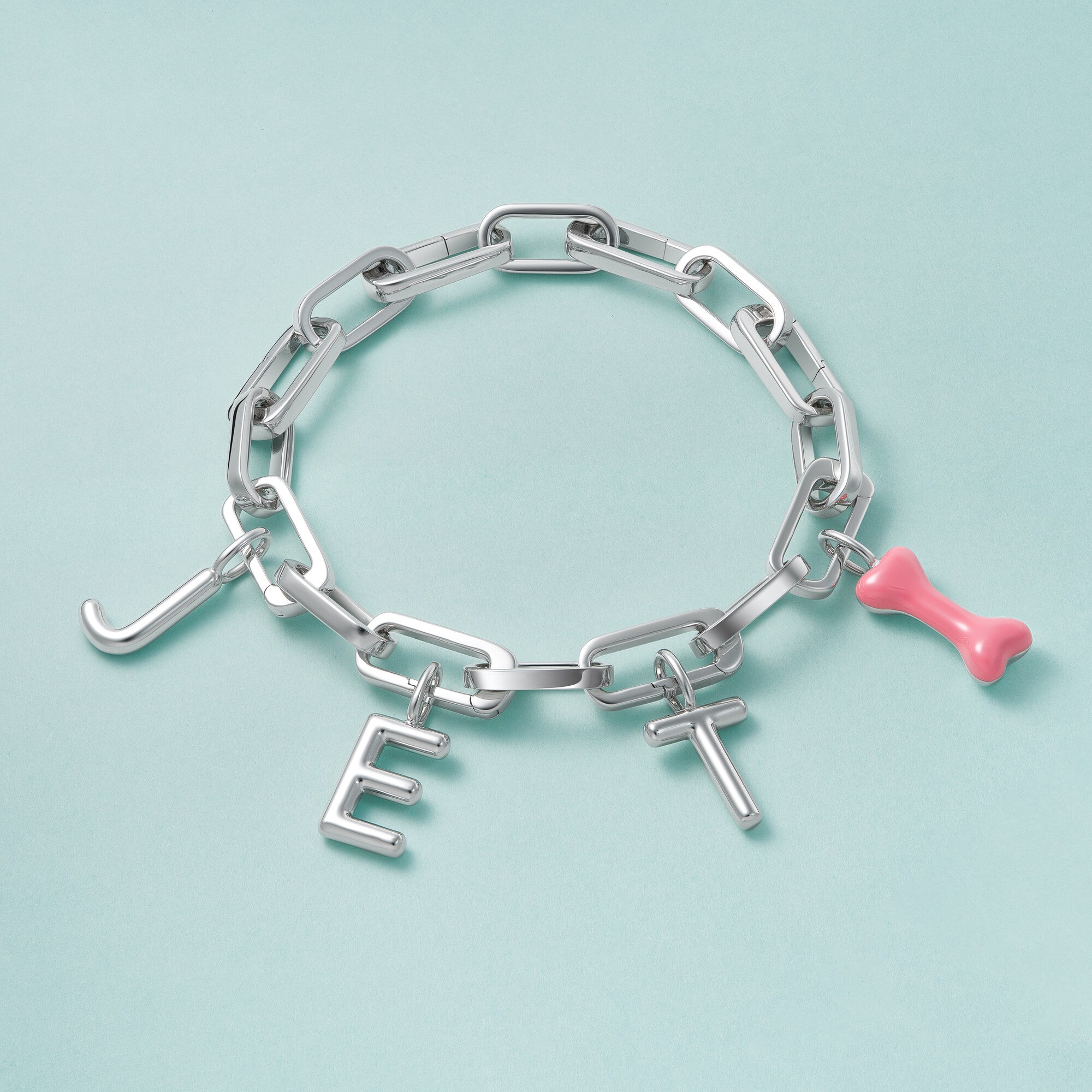 Pink Dogbone Sterling Silver Charm