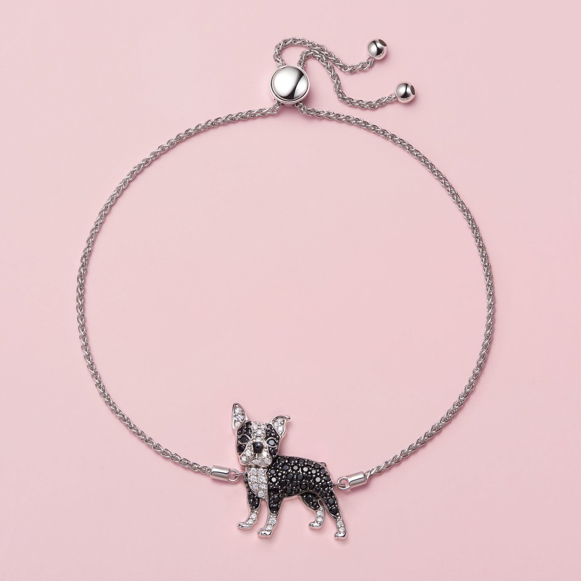 Boston Terrier Sterling Silver Bolo Bracelet