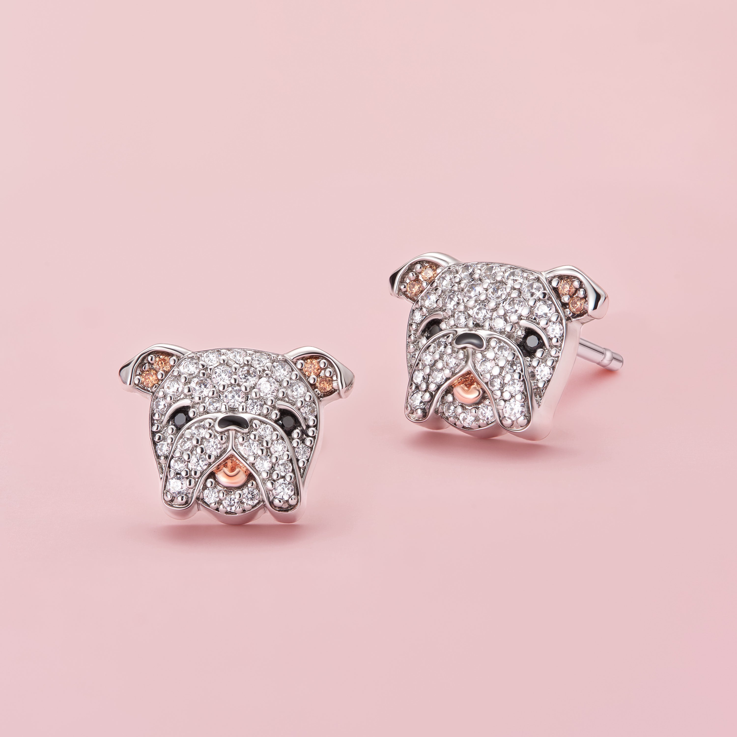 Bulldog Sterling Silver Stud Earrings