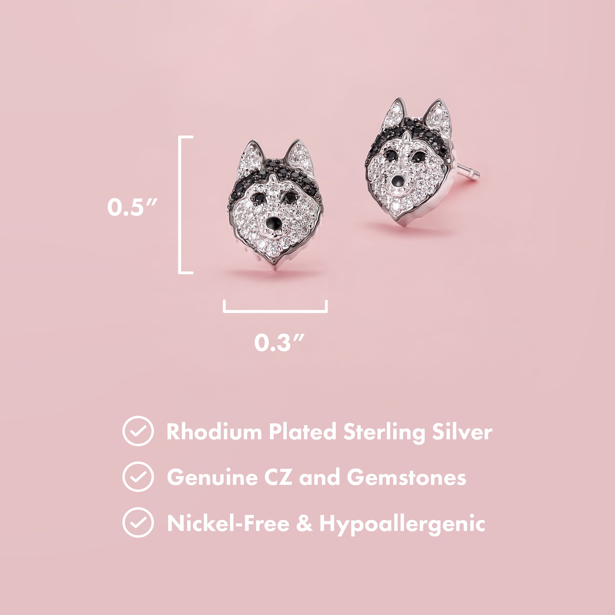 Husky Sterling Silver Stud Earrings