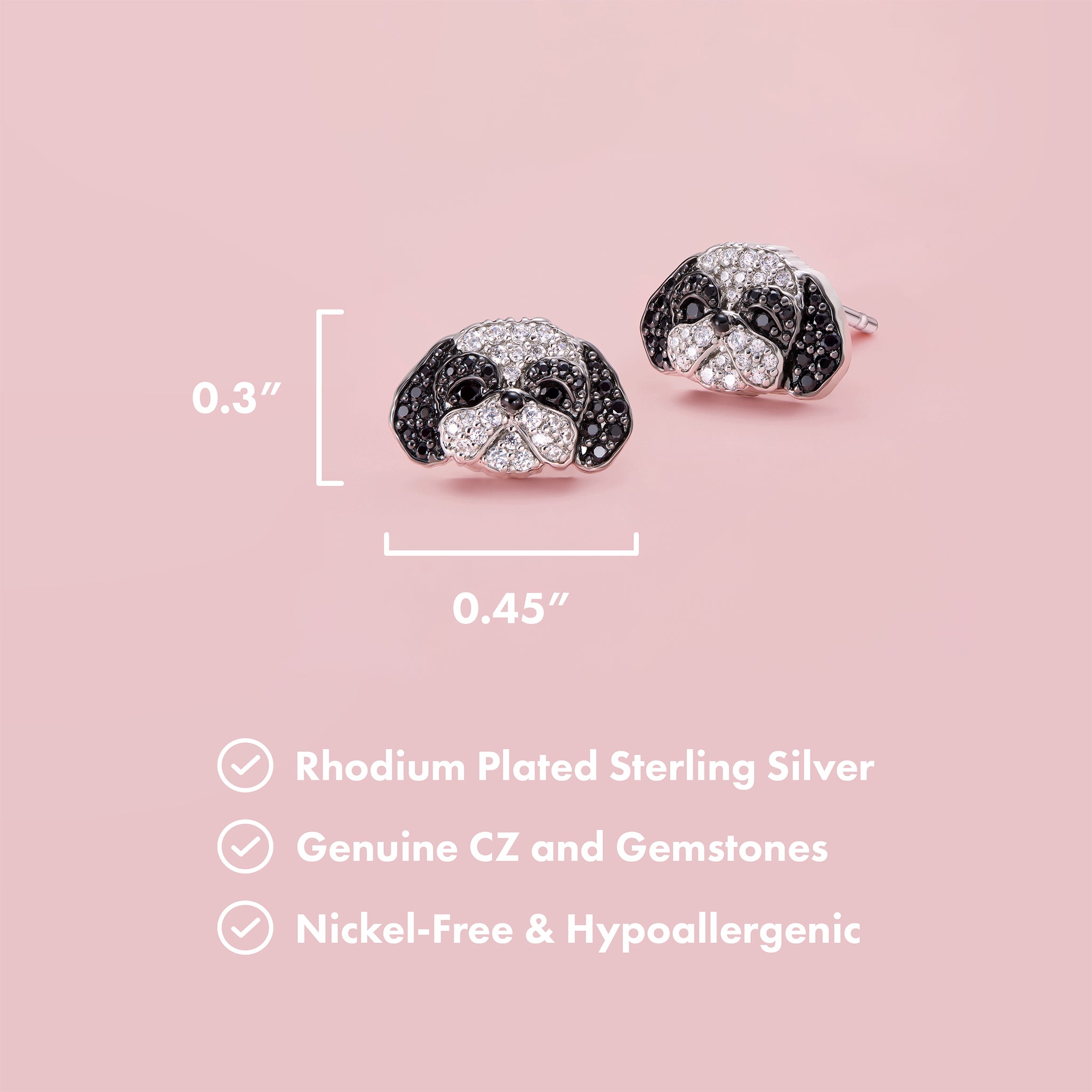 Shih Tzu Sterling Silver Studs Earrings