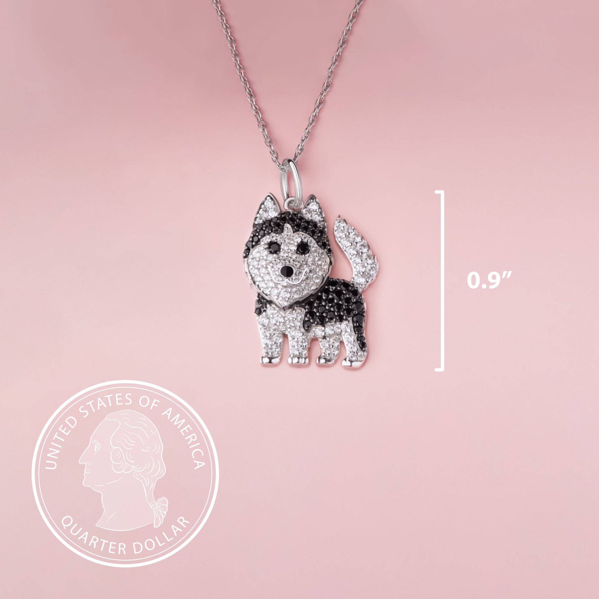 Siberian Husky Sterling Silver Pendant Necklace