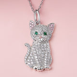 Cat Sterling Silver Pendant Necklace