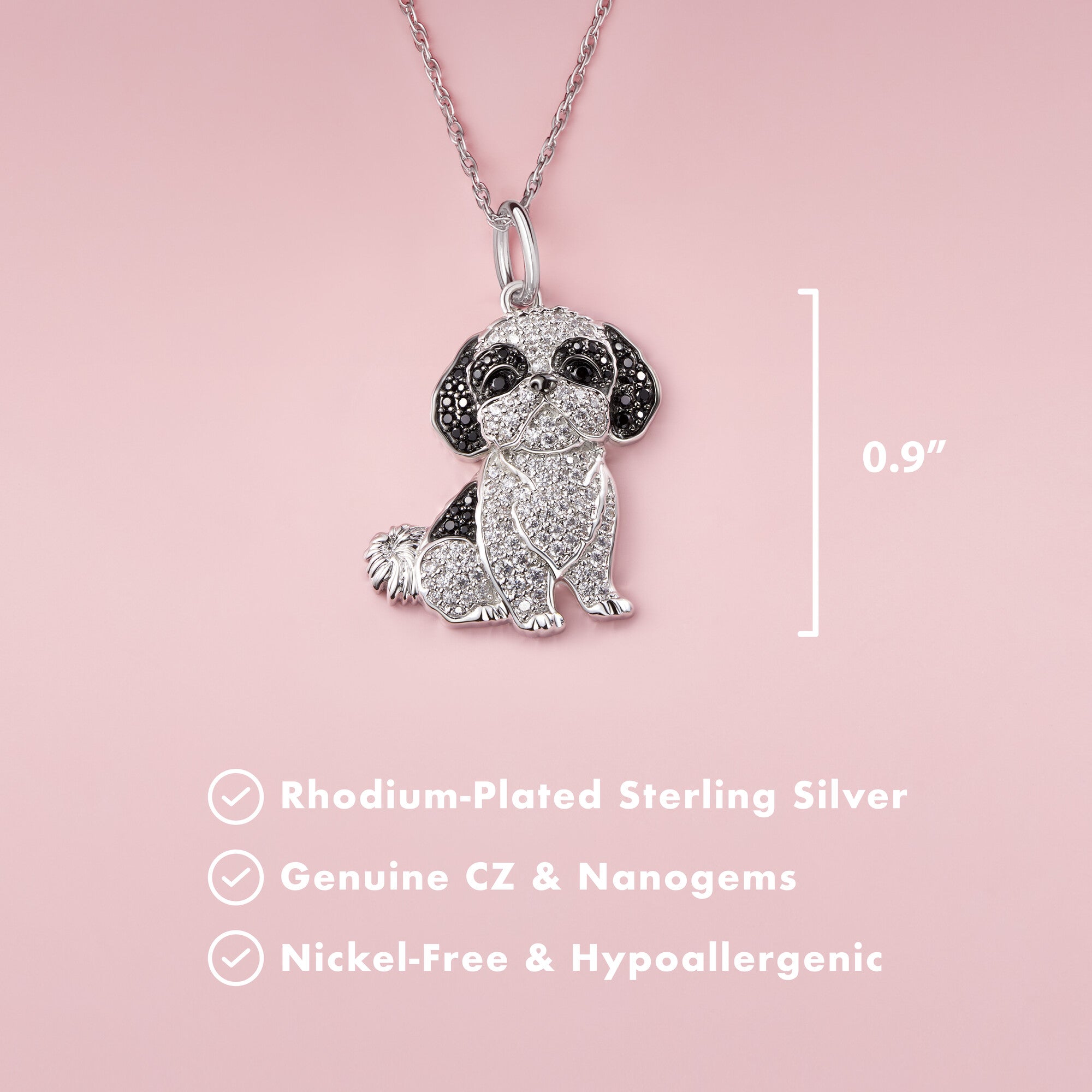 Shih Tzu Sterling Silver Pendant Necklace