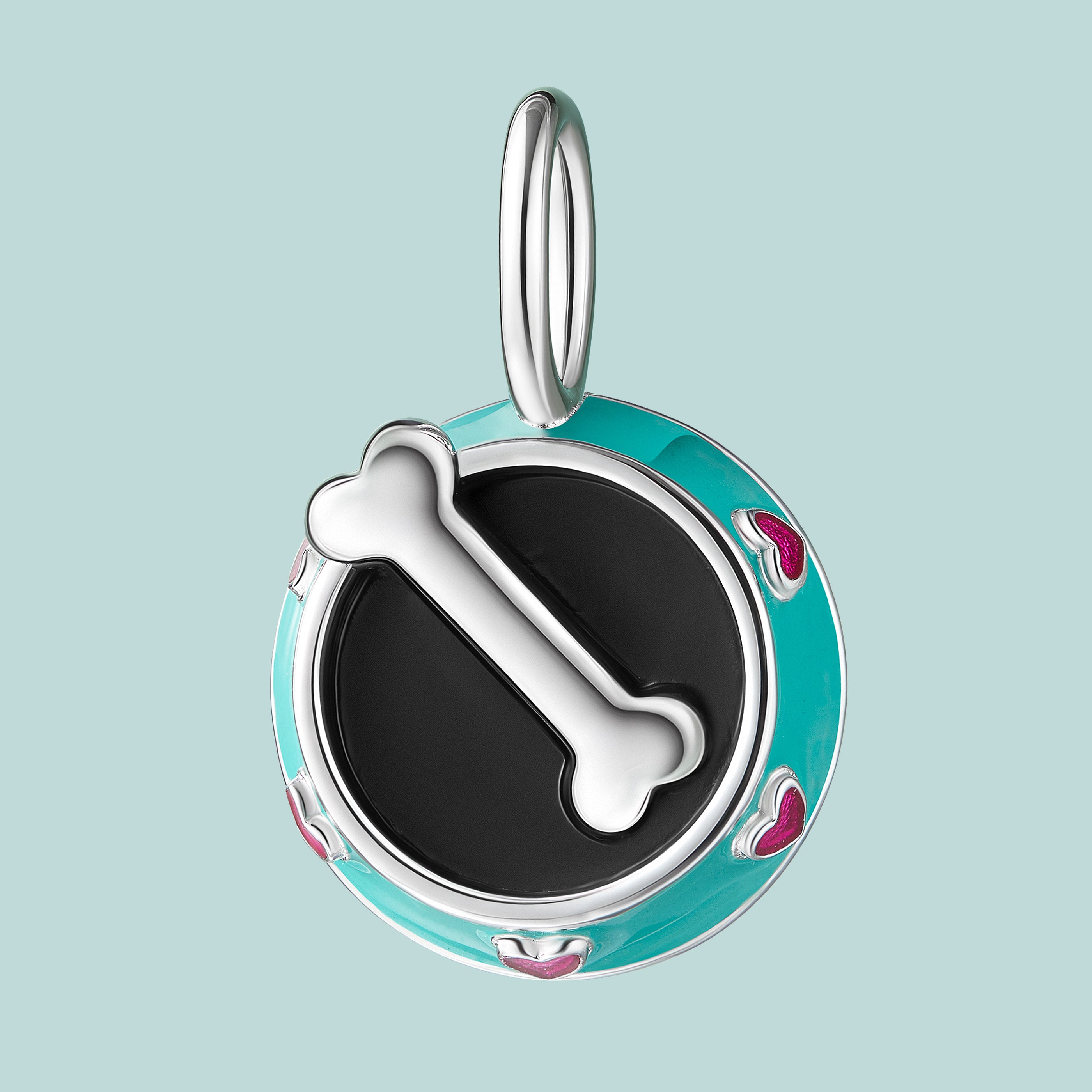 Dogbone Sterling Silver Round Charm