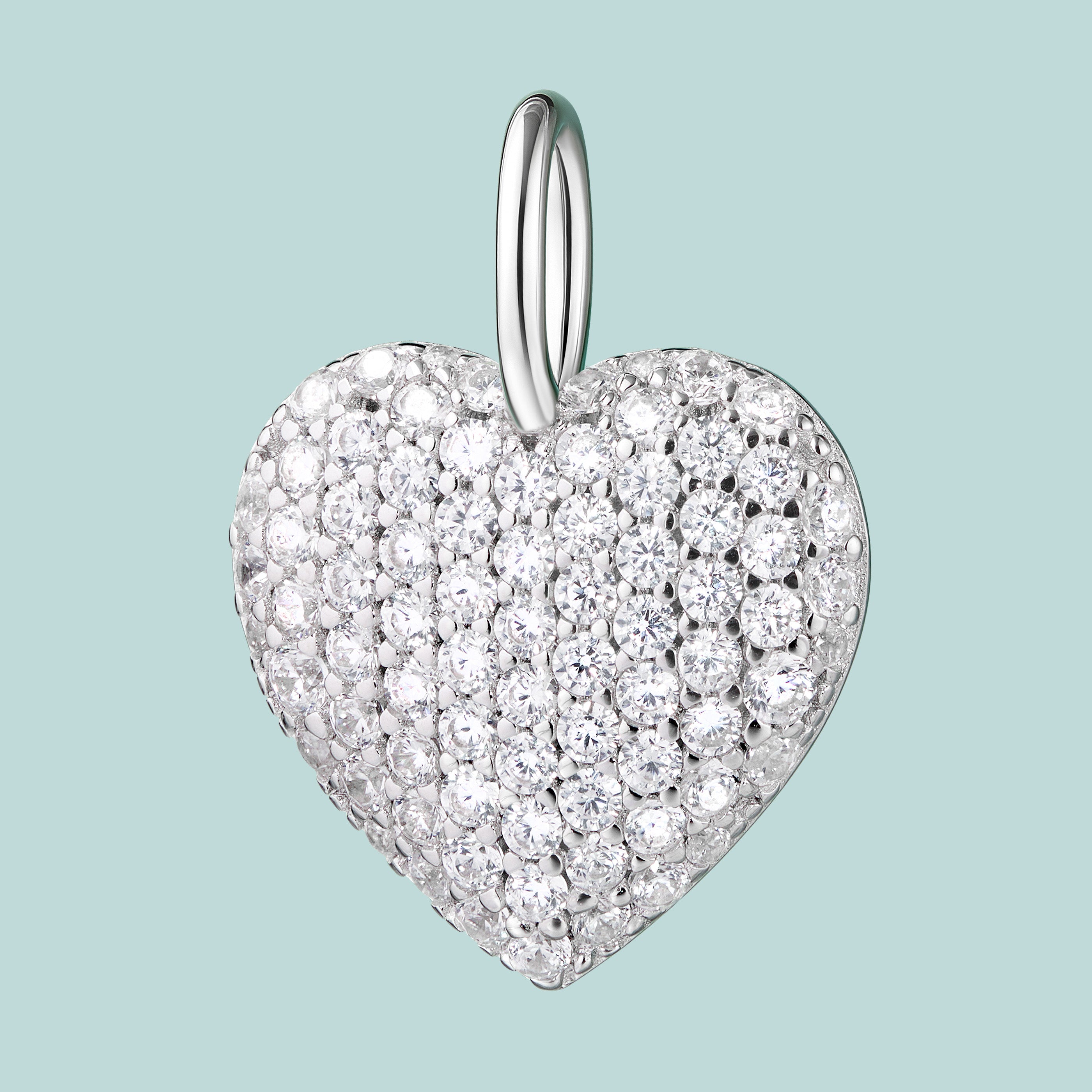 White Heart Sterling Silver CZ Charm