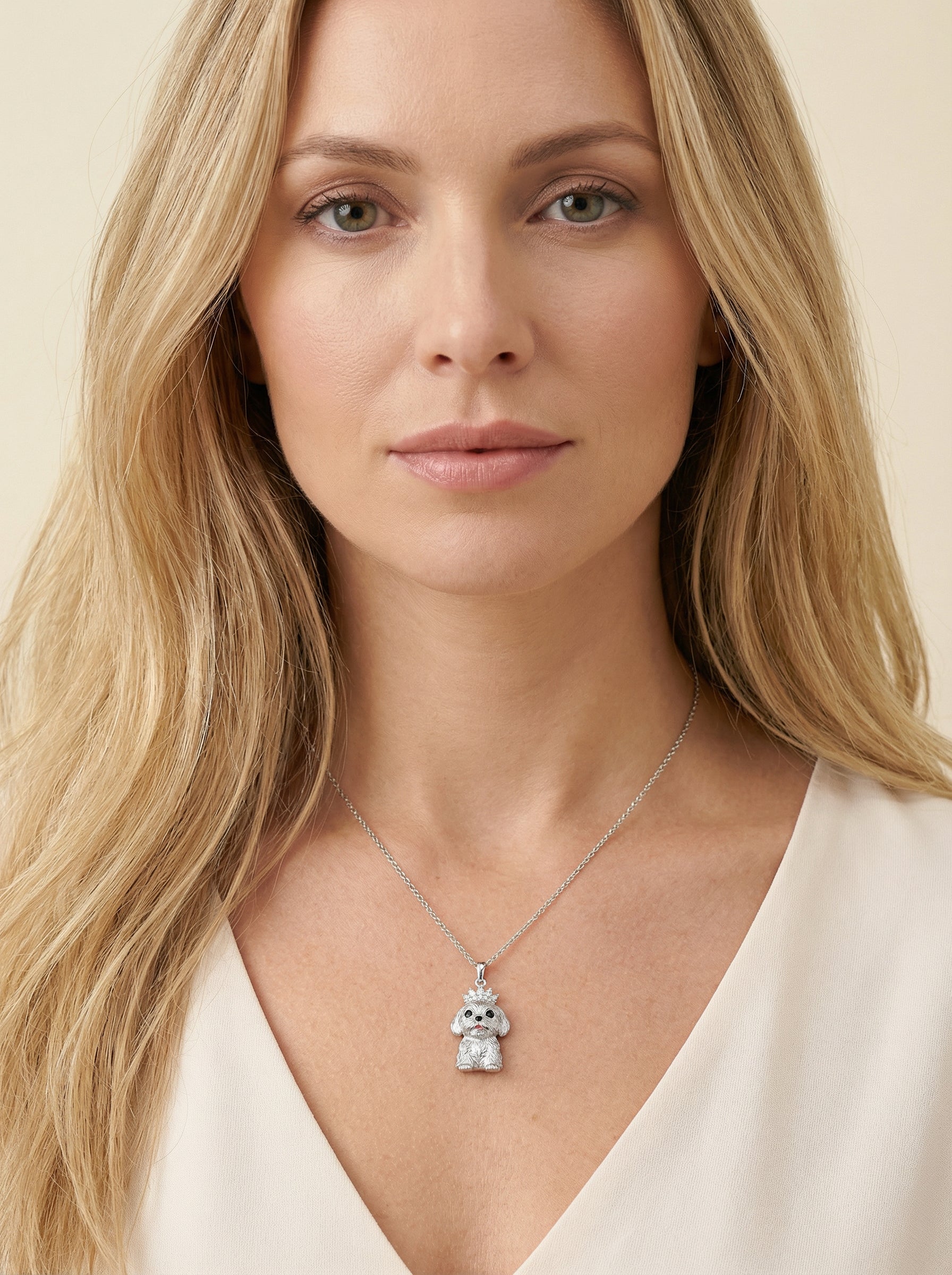 Princess Maltese Sterling Silver Pendant Necklace