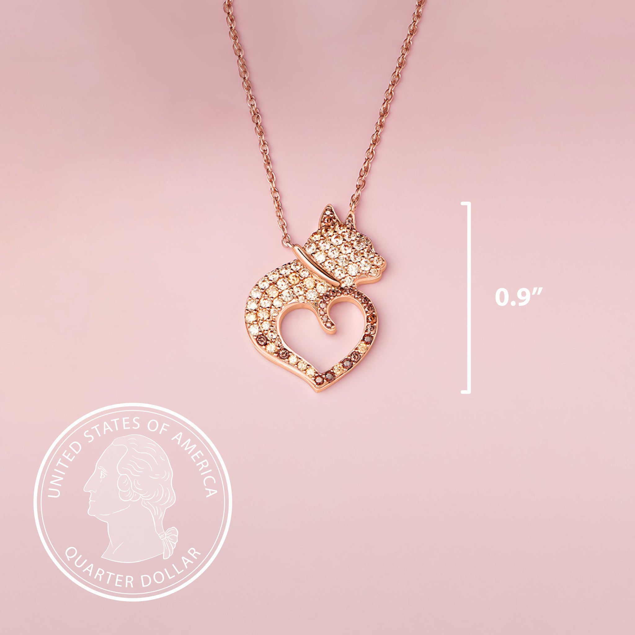 Kitty Love Heart Sterling Silver Pendant Necklace