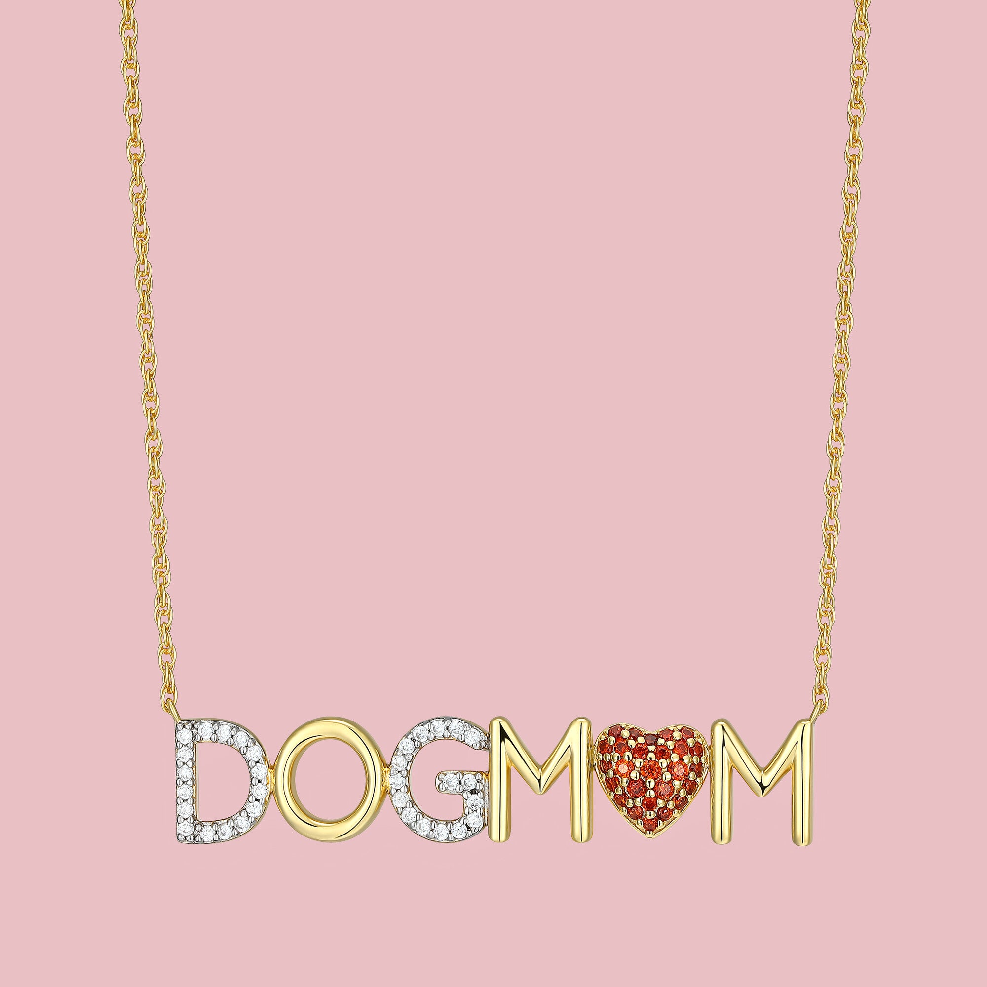 #color_Gold with Garnet CZ Dogmom