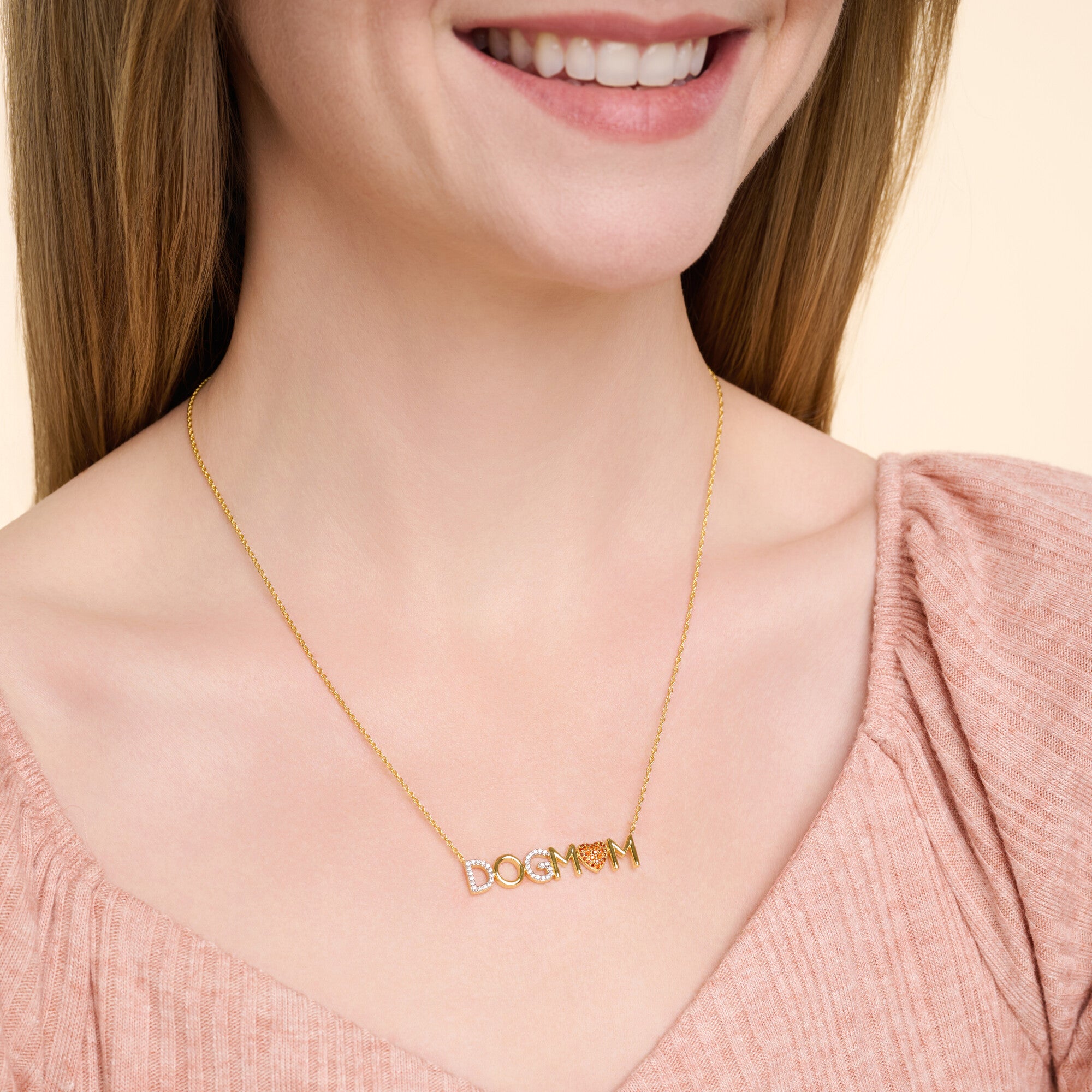 #color_Gold with Garnet CZ Dogmom