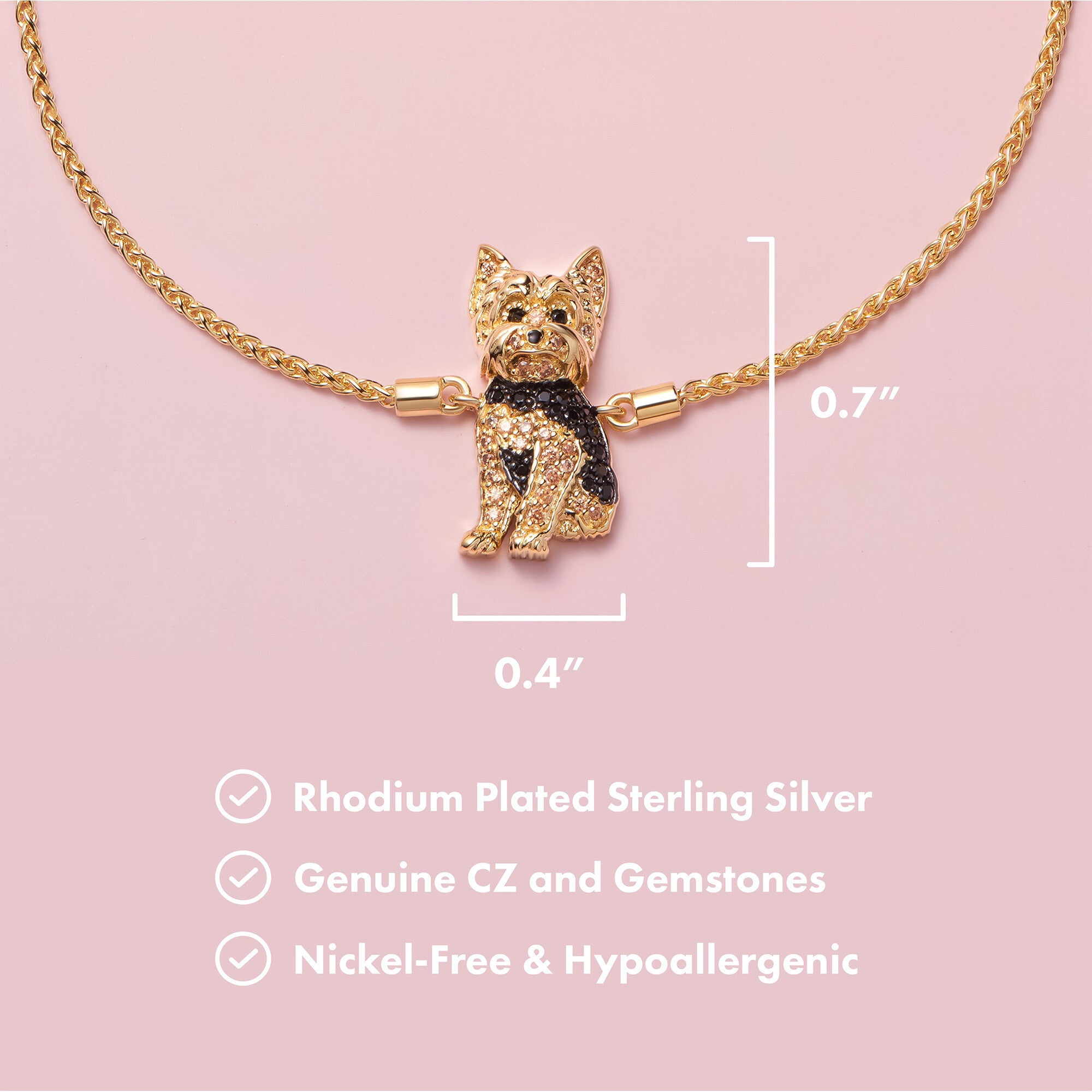 Yorkshire Terrier Sterling Silver Bolo Bracelet