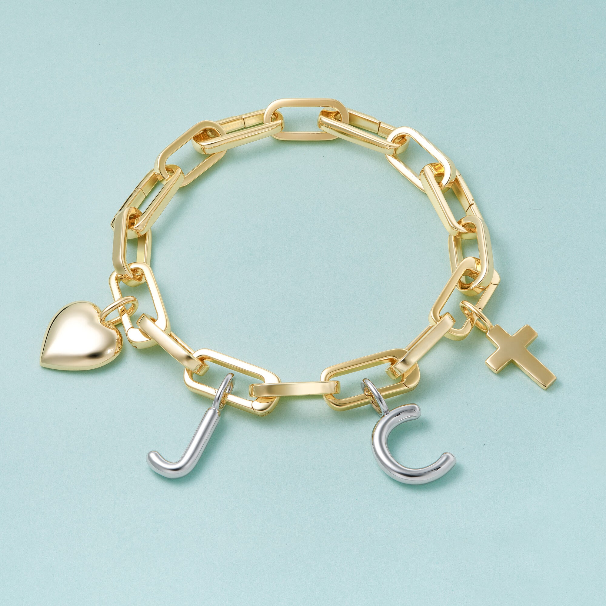 Gold Heart Sterling Silver Charm