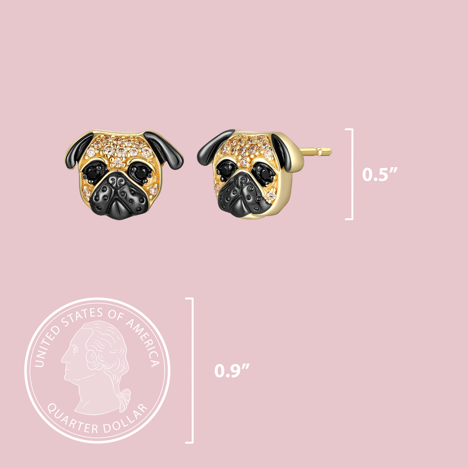 Pug Sterling Silver Stud Earrings