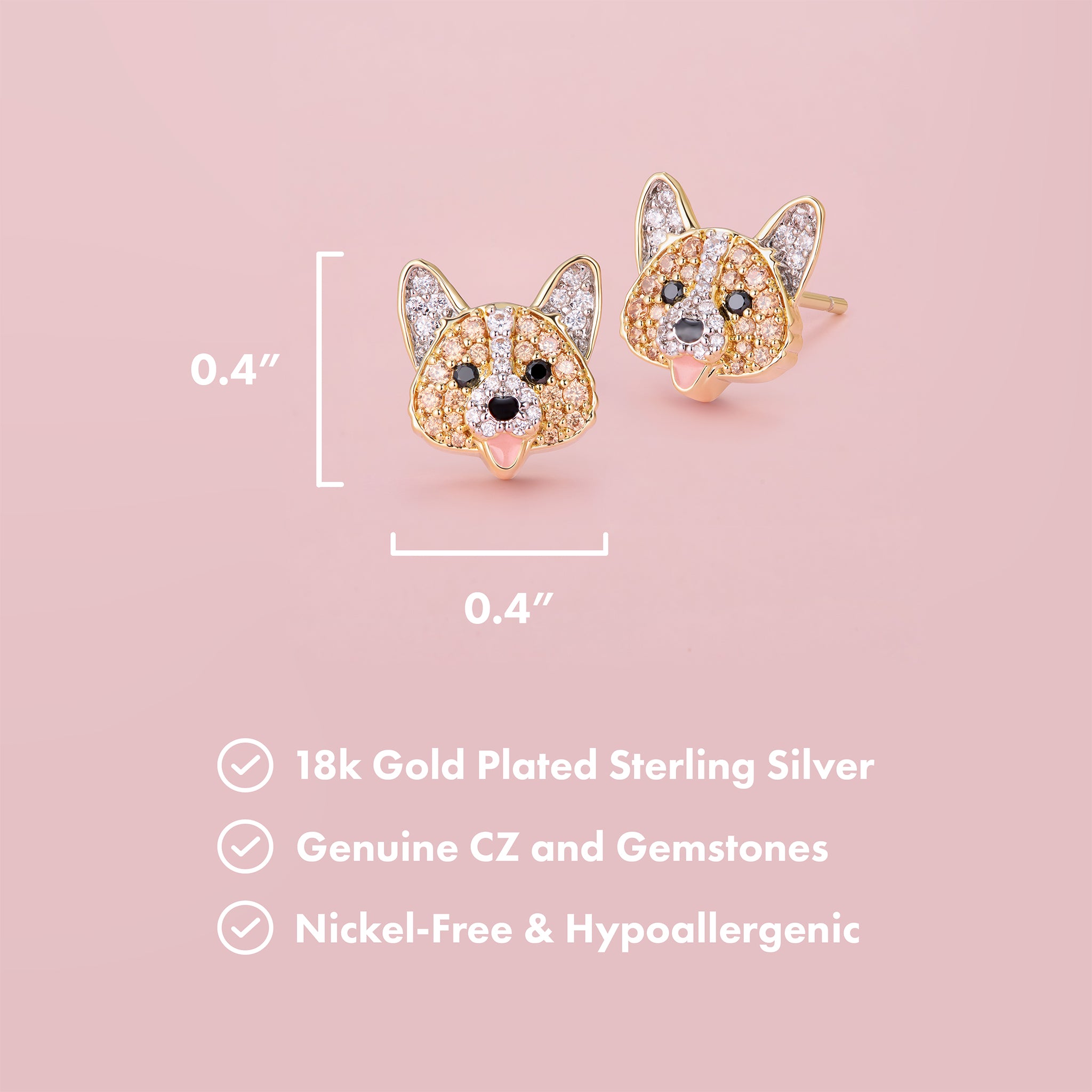 Corgi Sterling Silver Stud Earrings