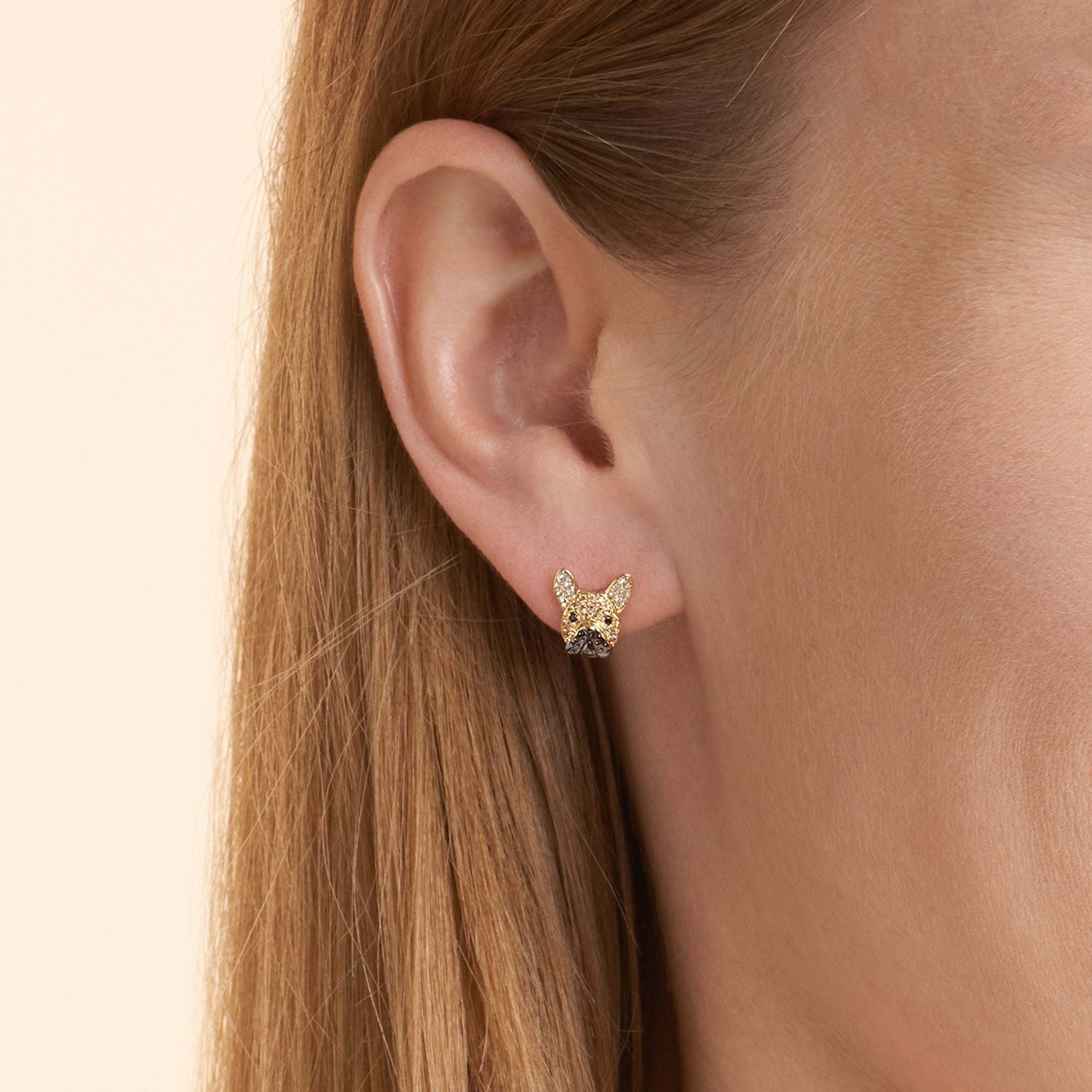 French Bulldog Sterling Silver Stud Earrings