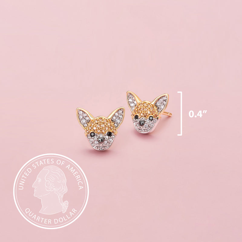 Chihuahua Sterling Silver Stud Earrings