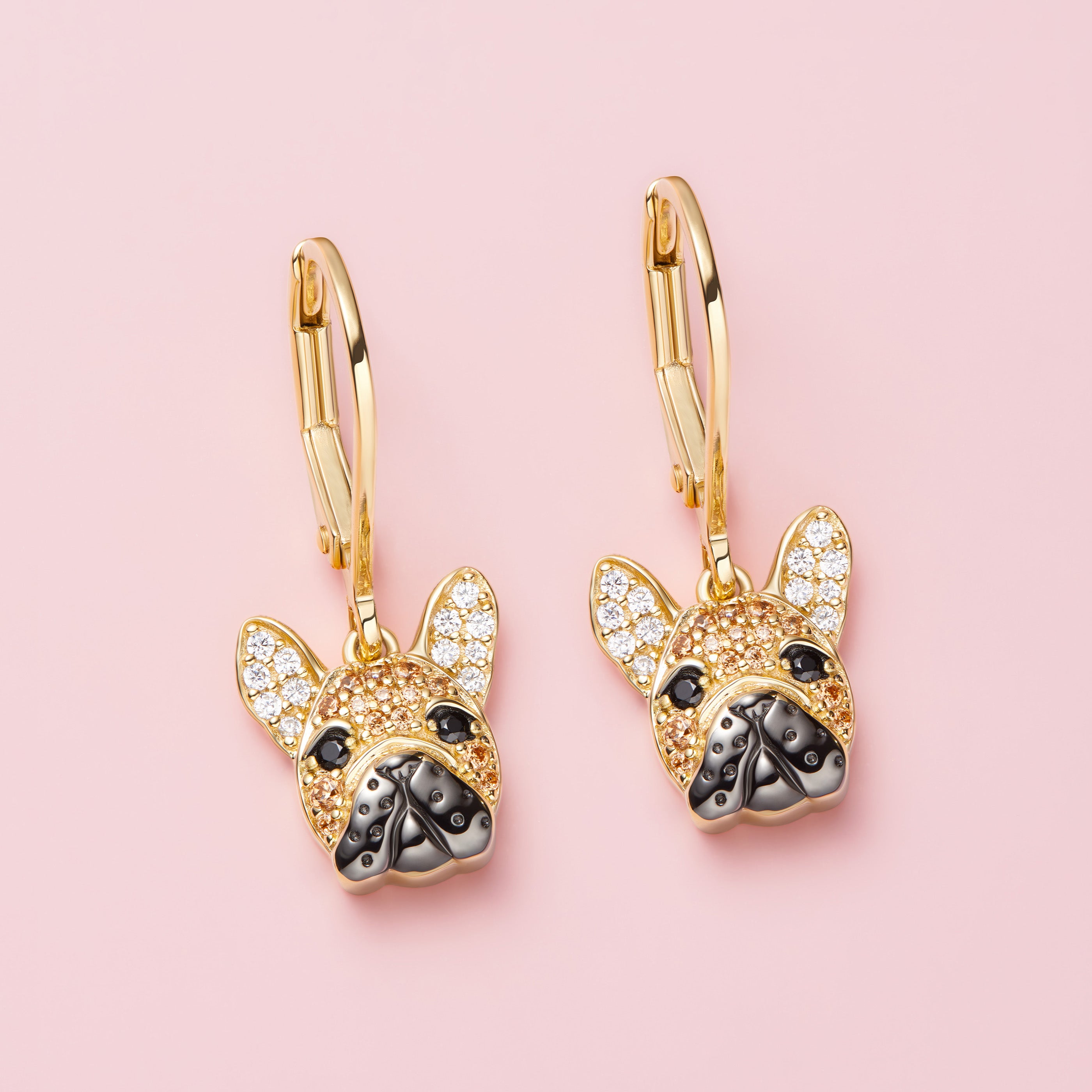 French Bulldog Sterling Silver Dangle Earrings