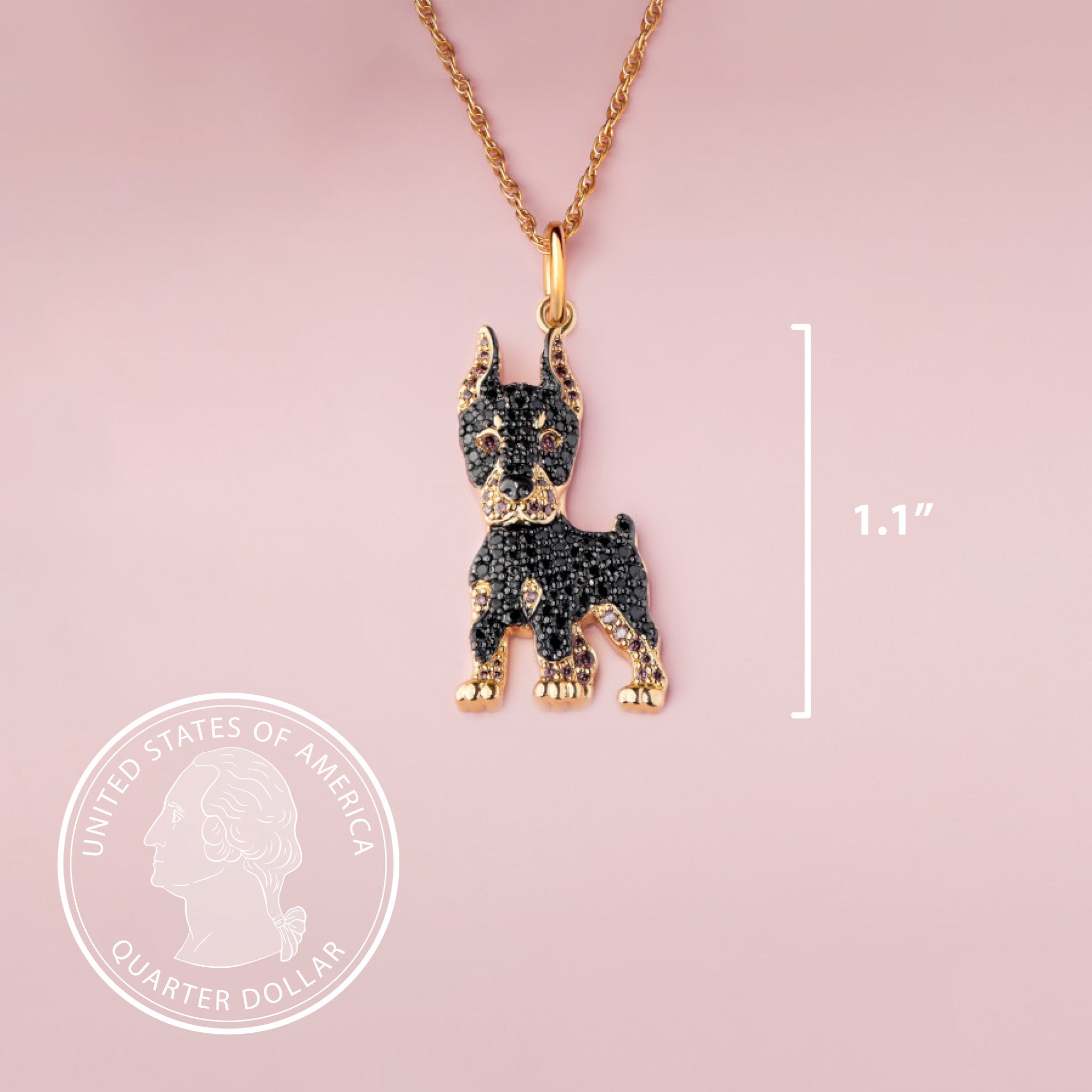Doberman Sterling Silver Pendant Necklace