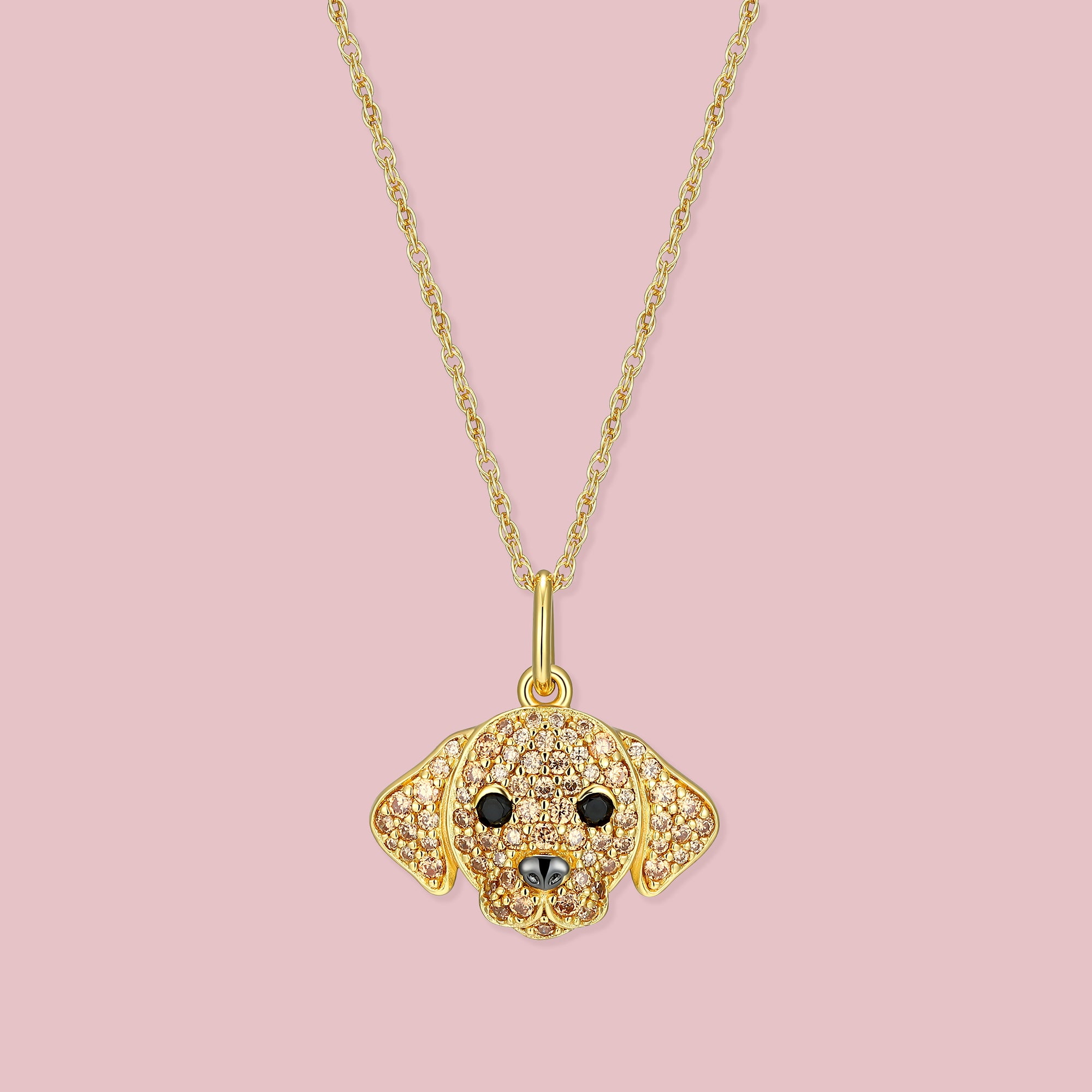 Golden Labrador Retriever Face Sterling Silver Pendant Necklace