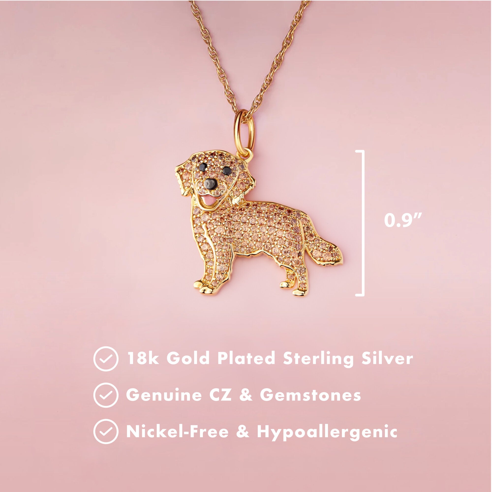 Golden Retriever Sterling Silver Pendant Necklace