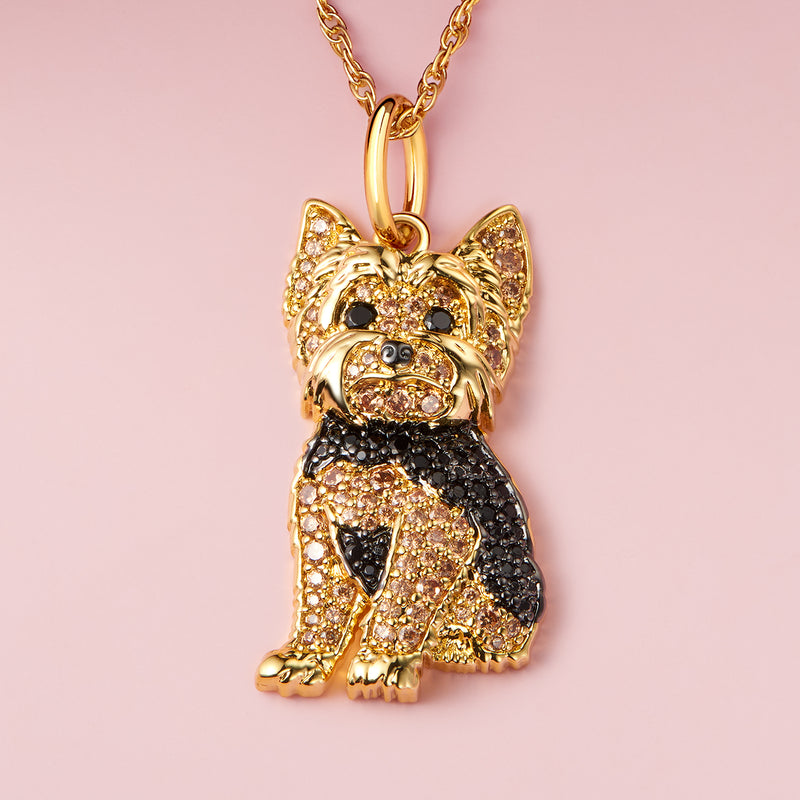 Yorkshire Terrier Puppy Sterling Silver Pendant Necklace
