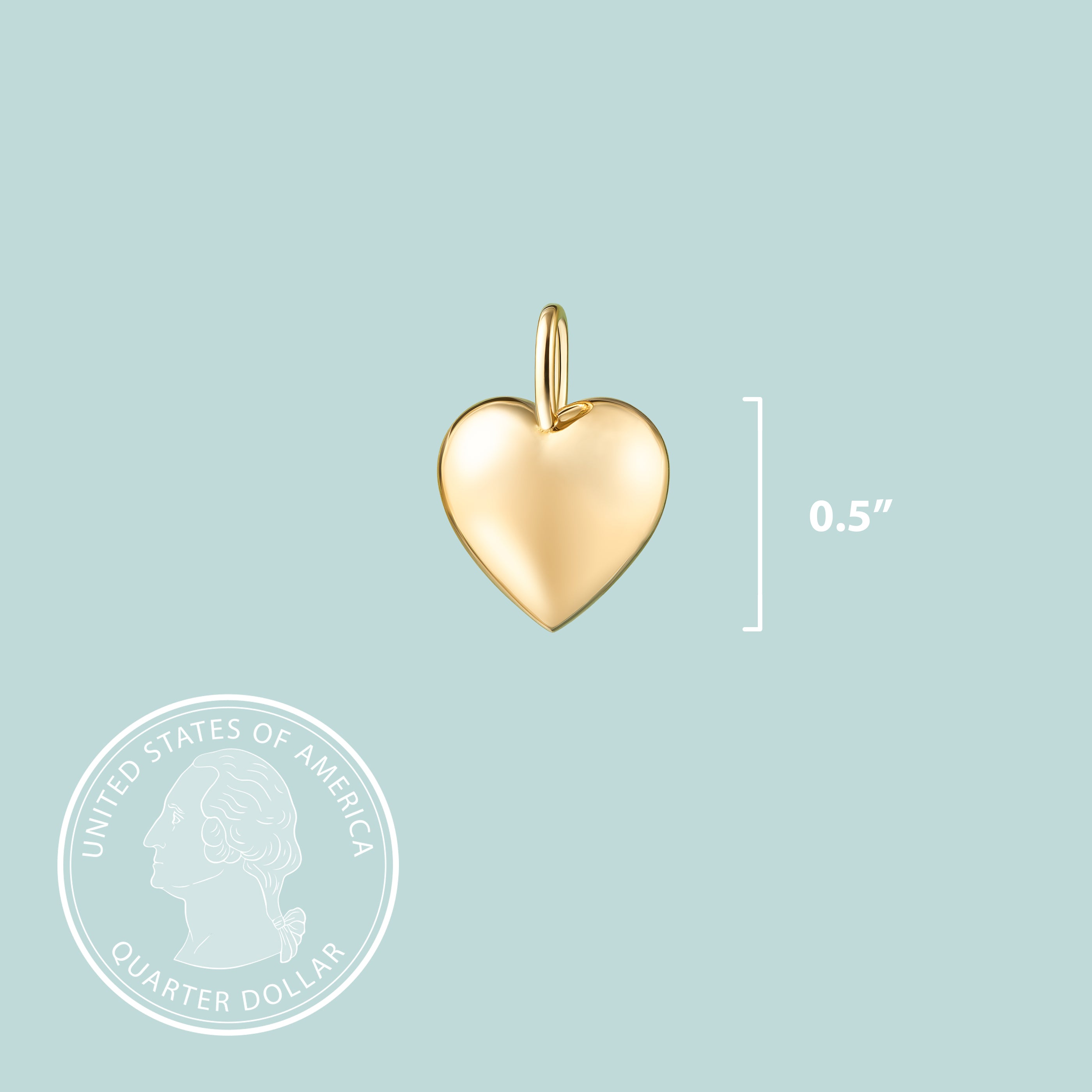 Gold Heart Sterling Silver Charm