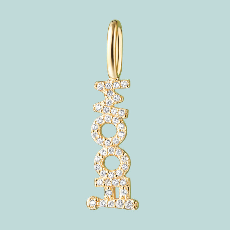 WOOF! Sterling Silver CZ Charm