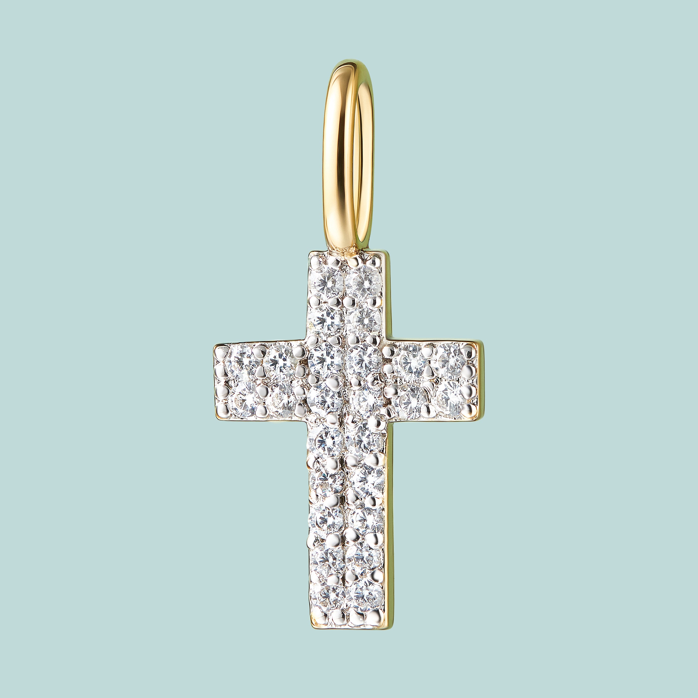 Cross Sterling Silver CZ Charm