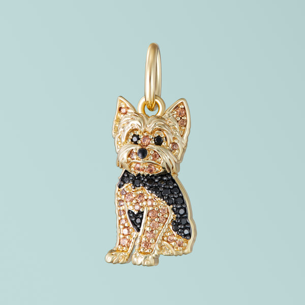 Yorkshire Terrier Sterling Silver CZ Charm