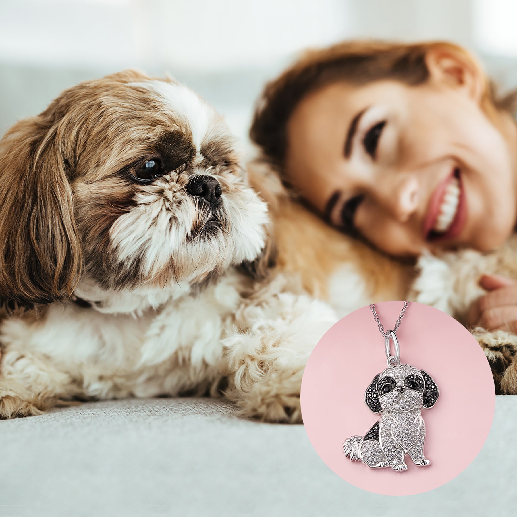 Shih Tzu Sterling Silver Pendant Necklace