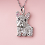 French Bulldog Sterling Silver Pendant Necklace