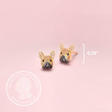 French Bulldog Sterling Silver Stud Earrings