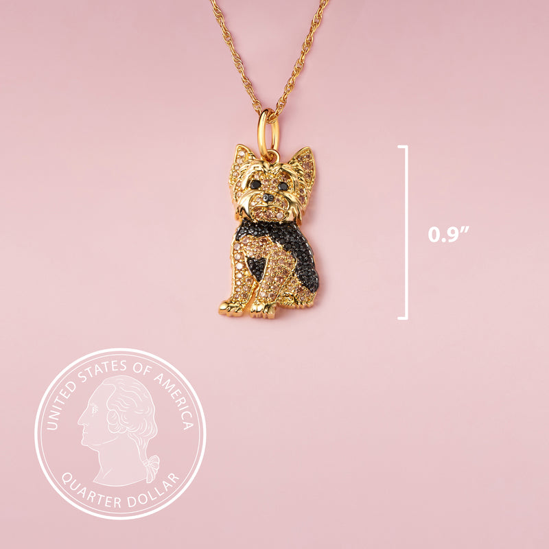 Yorkshire Terrier Puppy Sterling Silver Pendant Necklace