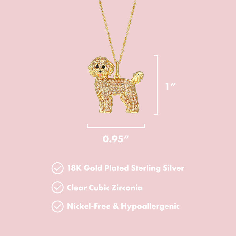 Golden Doodle Sterling Silver Pendant Necklace