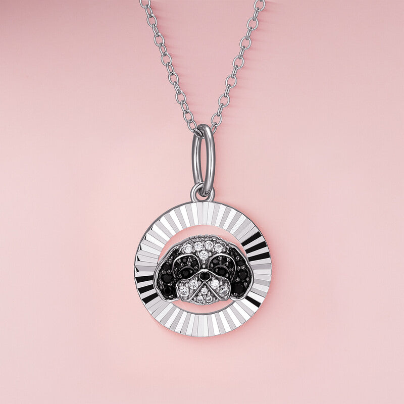 Shih Tzu Halo Sterling Silver Pendant Necklace