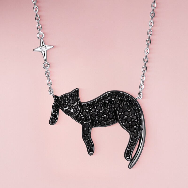 Slumber Cat Sterling Silver Pendant Necklace