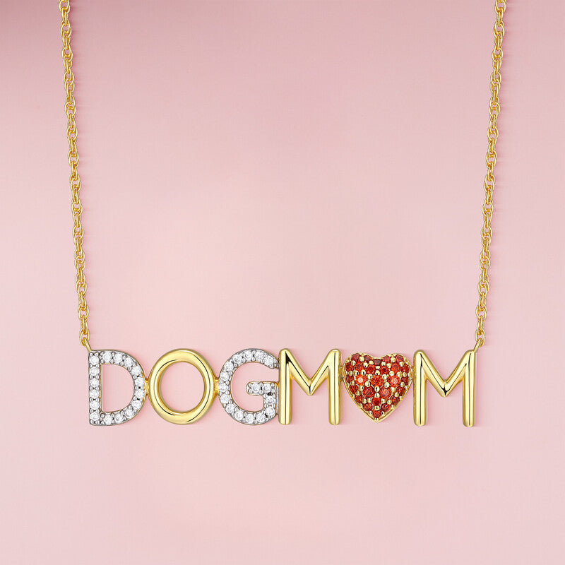 #color_Gold with Garnet CZ Dogmom