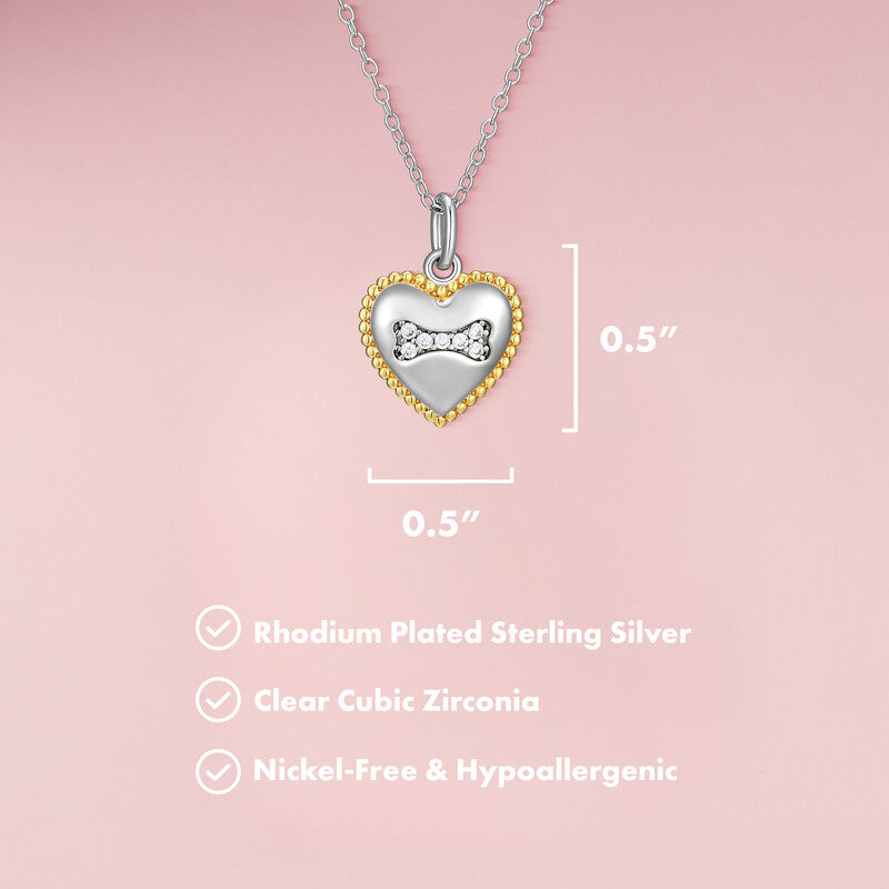 Mommy & Me - Heart Bone Sterling Silver Pendant Necklace
