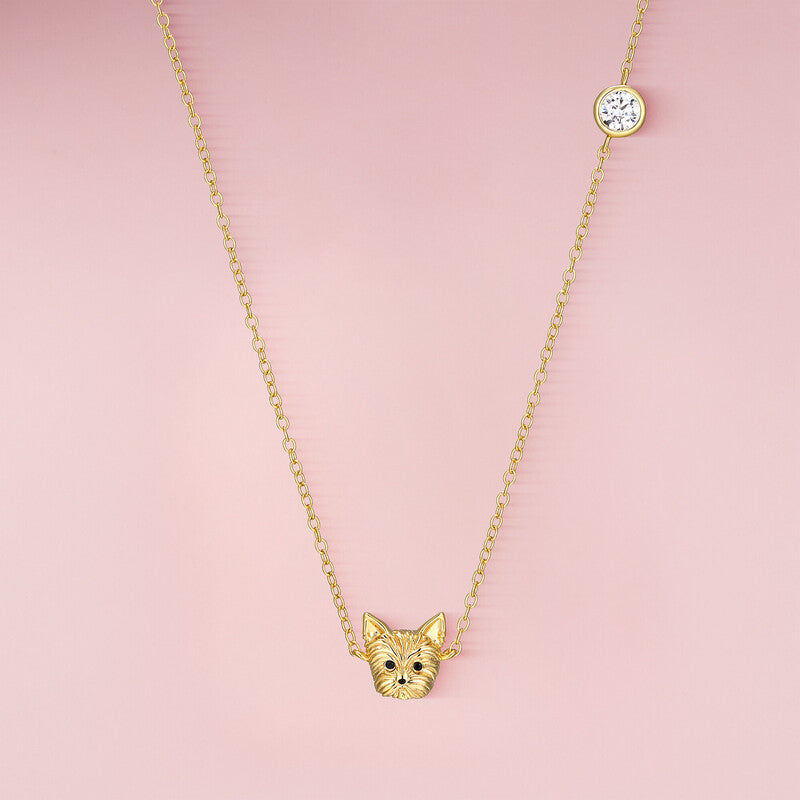 Yorkshire Terrier Sterling Silver Station Necklace