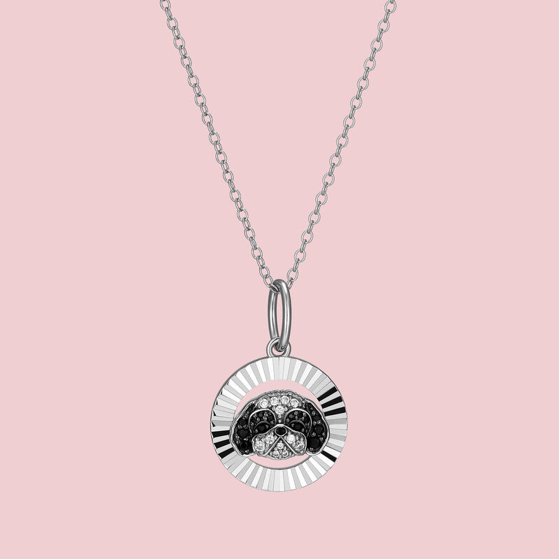 Shih Tzu Halo Sterling Silver Pendant Necklace