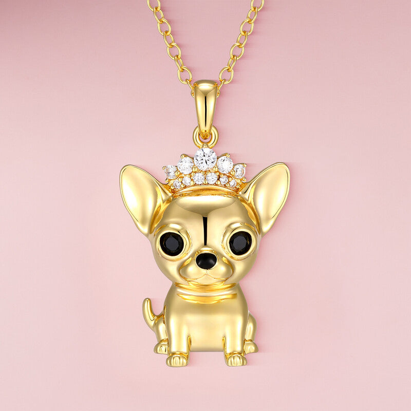 Princess Chihuahua Sterling Silver Pendant Necklace