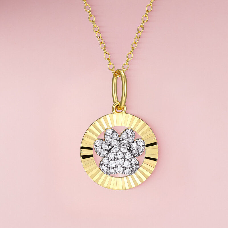 Paw Halo Sterling Silver Pendant Necklace
