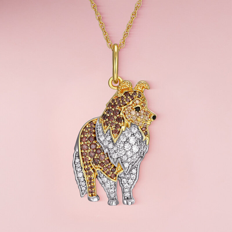 Sheltie Sterling Silver Pendant Necklace