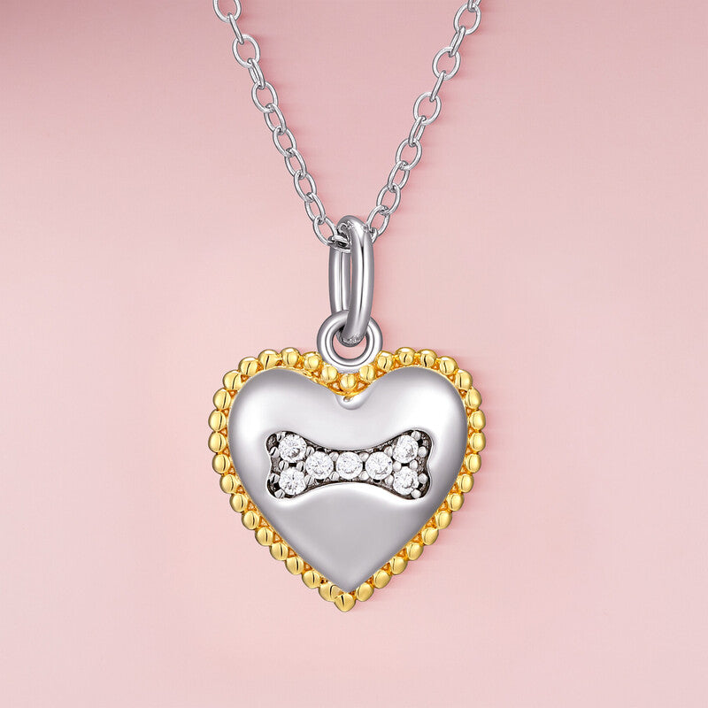 Mommy & Me - Heart Bone Sterling Silver Pendant Necklace