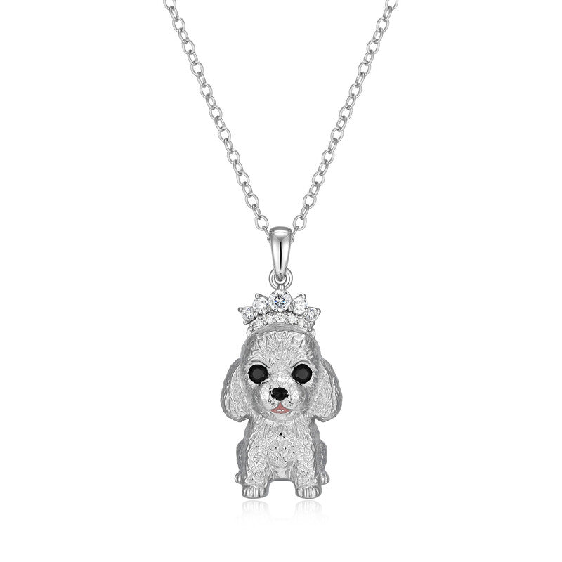 Princess Poodle Sterling Silver Pendant Necklace