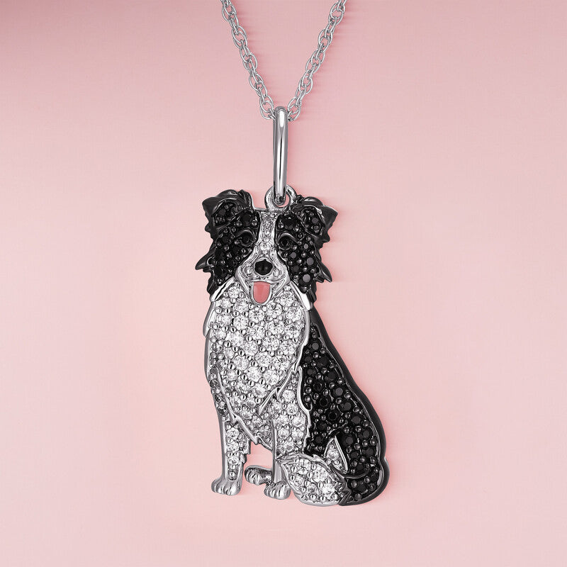 Border Collie Sterling Silver Pendant Necklace