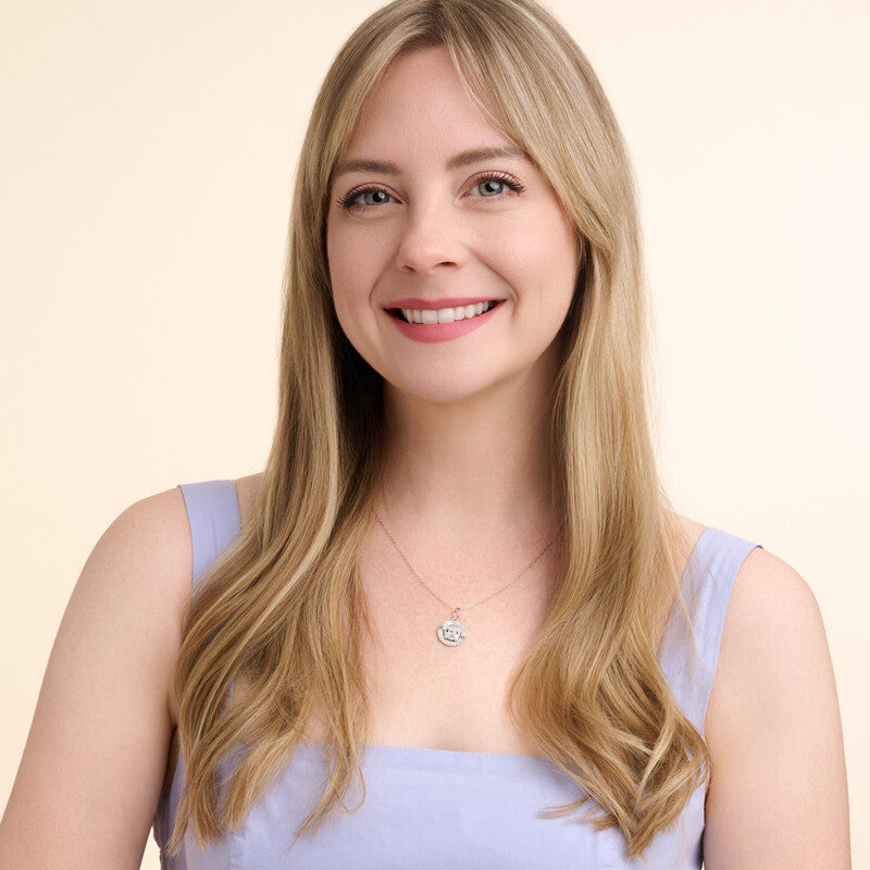 English Bulldog Halo Sterling Silver Pendant Necklace