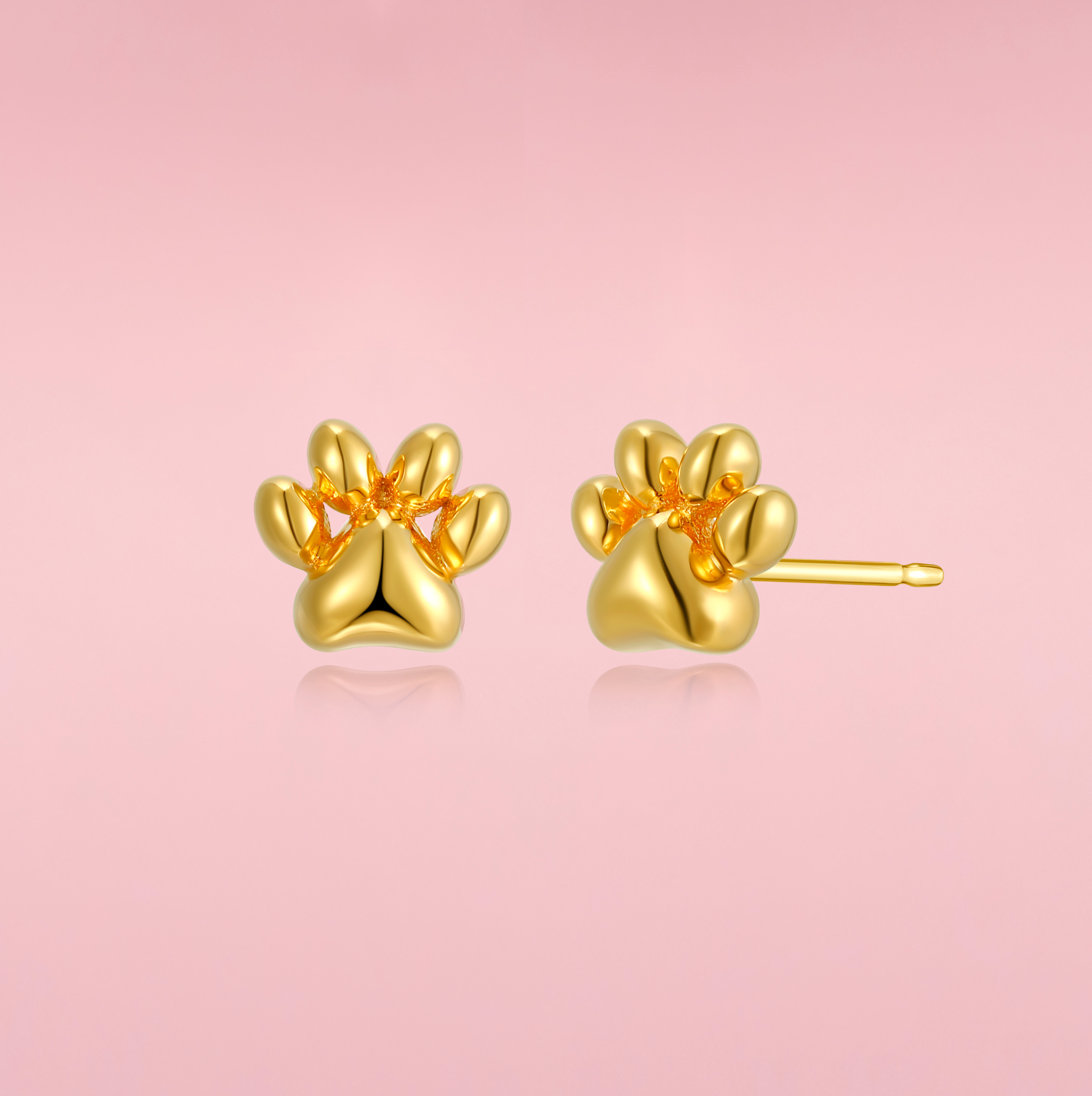 Gold Paw Sterling Silver Stud Earrings